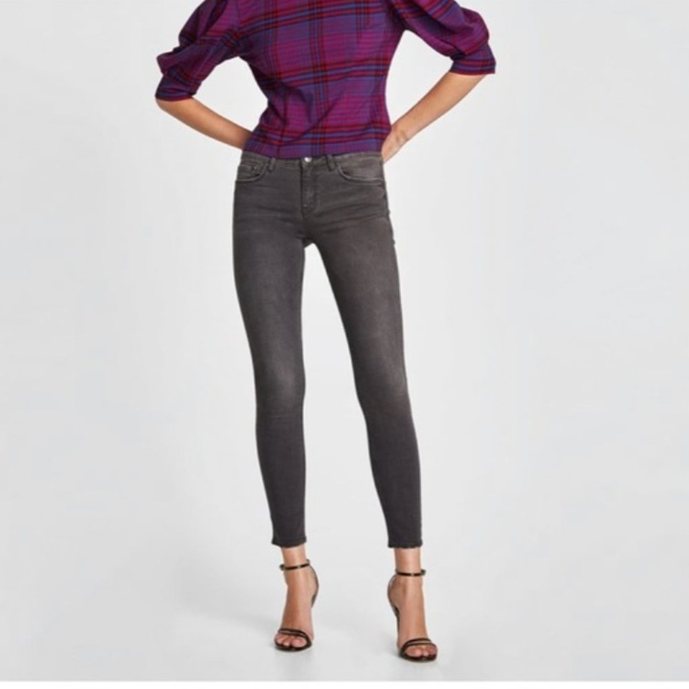 Zara Z1975 Skinny Mid-Rise Jean Grey